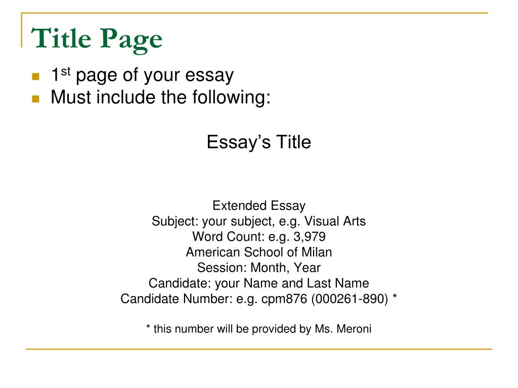 ib extended essay title page requirements