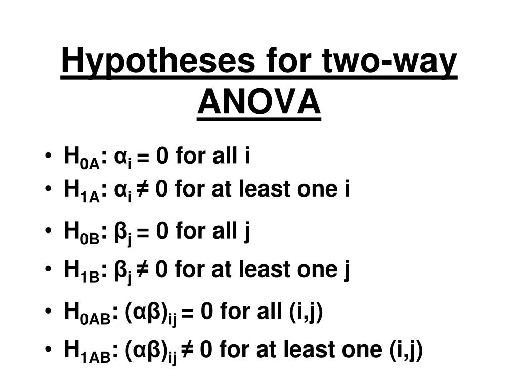 hypothesis testing two way anova
