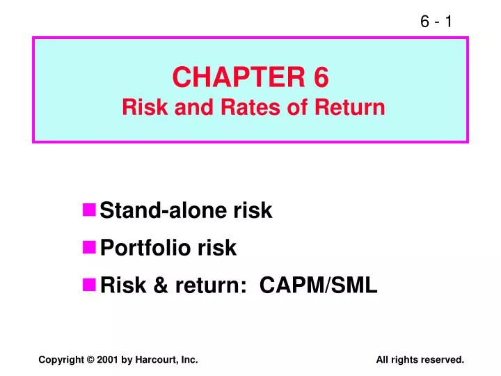 PPT CHAPTER 6 Risk And Rates Of Return PowerPoint