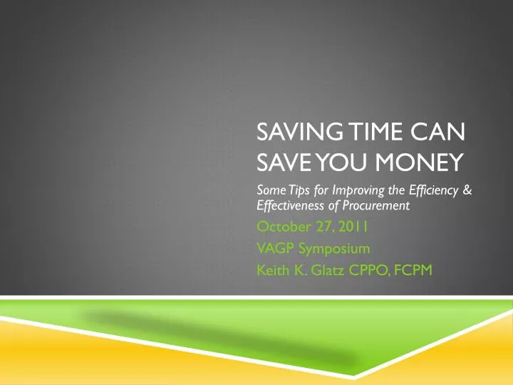 saving time can save you money n.