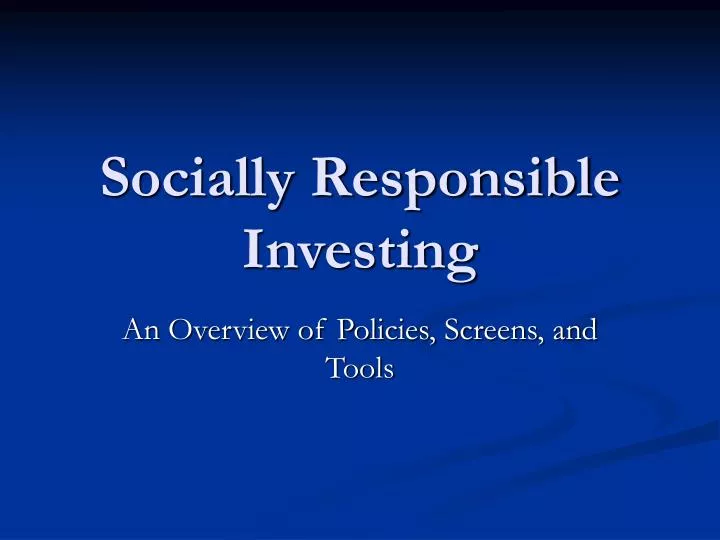 socially responsible investing n.