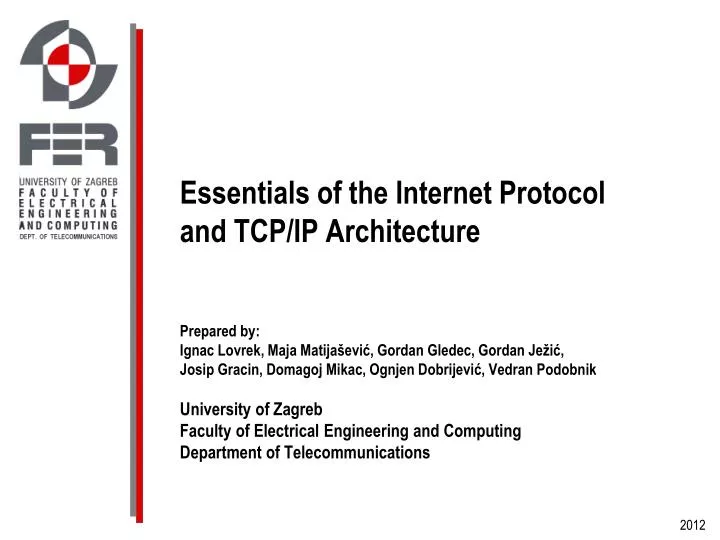 PPT - Essentials of the Internet Protocol and TCP/IP Architecture ...
