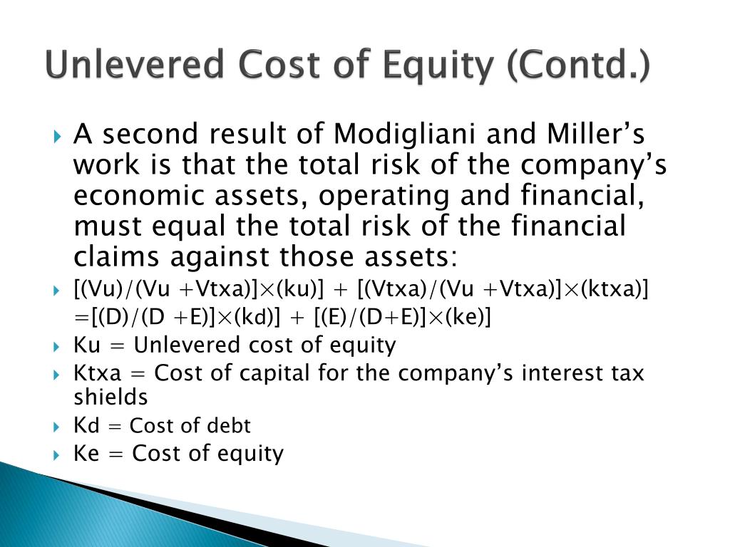 PPT - Levering and Unlevering the Cost of Equity PowerPoint Presentation -  ID:3206574