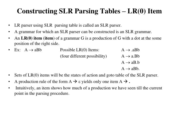 PPT - LR Parsing PowerPoint Presentation - ID:3206964