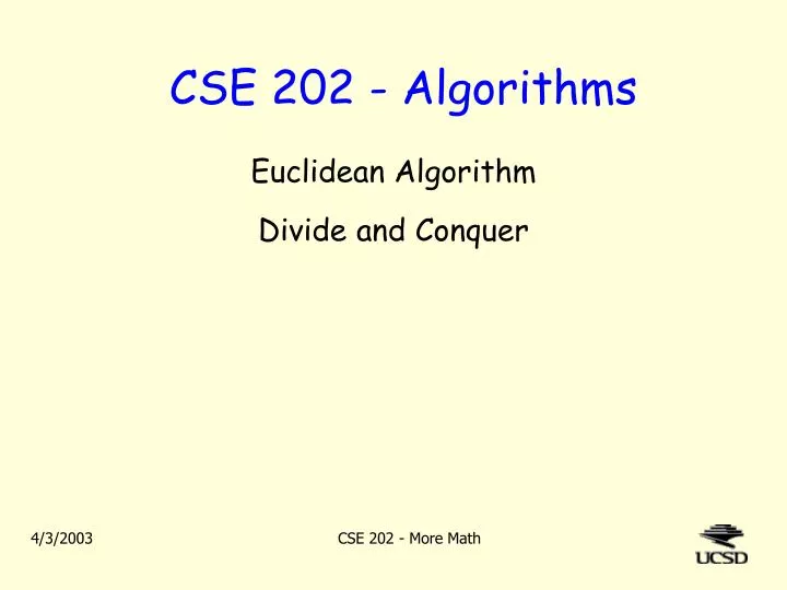 PPT - CSE 202 - Algorithms PowerPoint Presentation, free download - ID ...