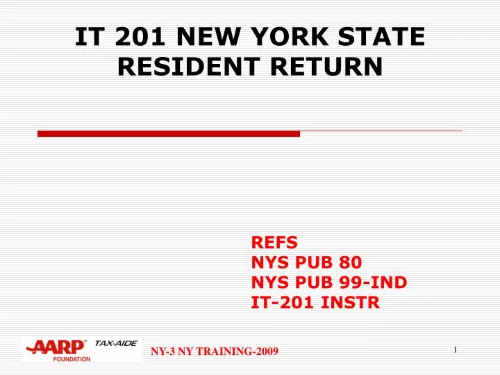 PPT IT 201 NEW YORK STATE RESIDENT RETURN PowerPoint Presentation