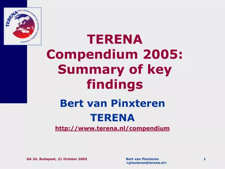 terena compendium 2005 summary of key findings n.
