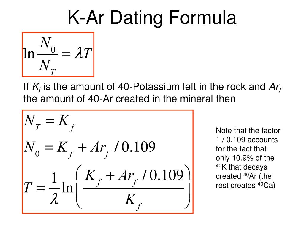 potassium argon dating formula