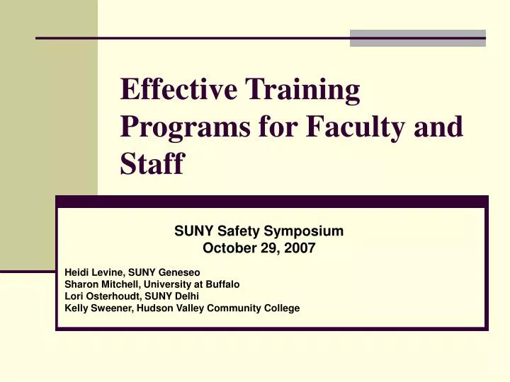 effective training programs for faculty and staff n.