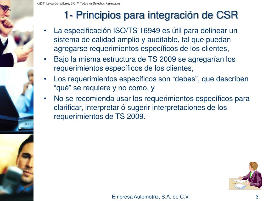 PPT - CSR Requerimientos Específicos de los Clientes (para ISO/TS 16949 ...