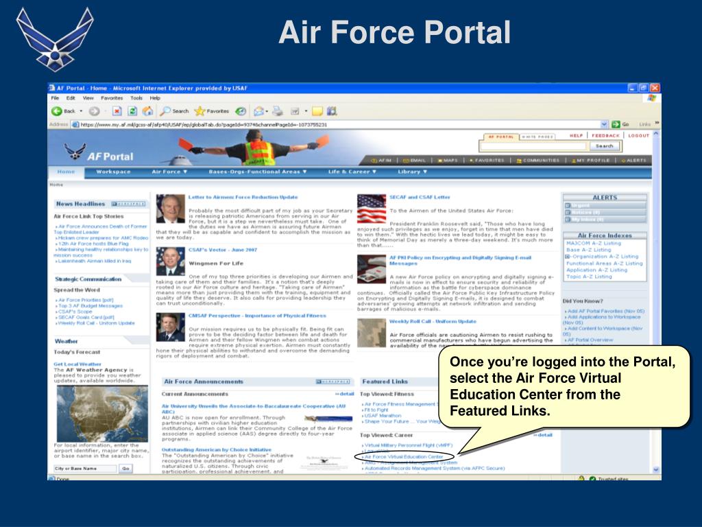 Ppt Air Force Portal Log Onto The Af Portal With Your Username