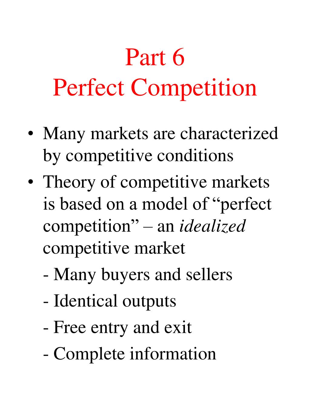 what are the conditions of perfect competition
