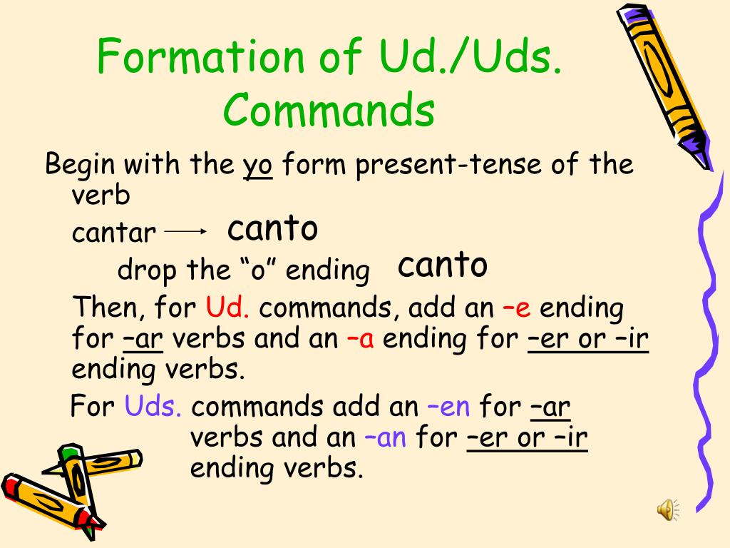 PPT Formal usted ustedes Commands PowerPoint Presentation Free 