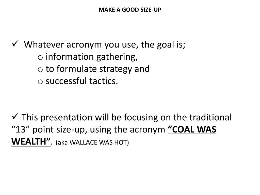 PPT - MAKE A GOOD SIZE-UP PowerPoint Presentation, free download