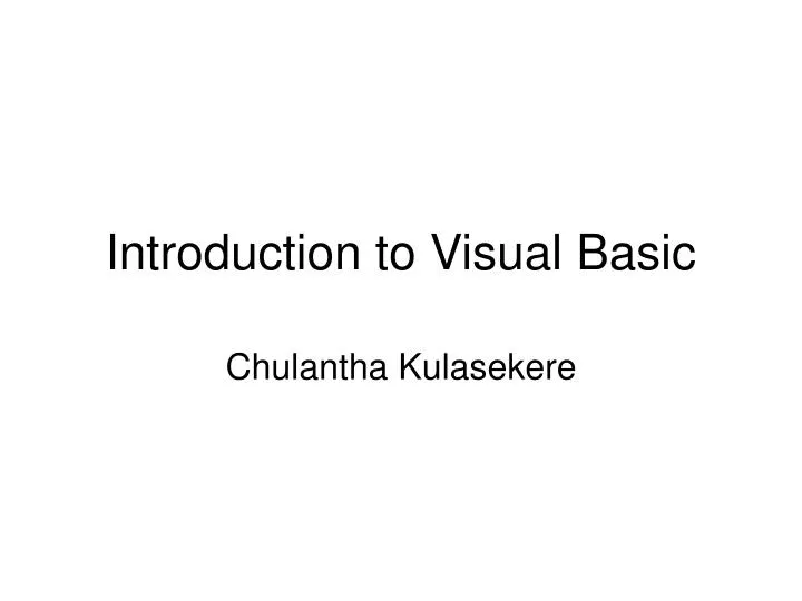 PPT - Introduction To Visual Basic PowerPoint Presentation, Free ...