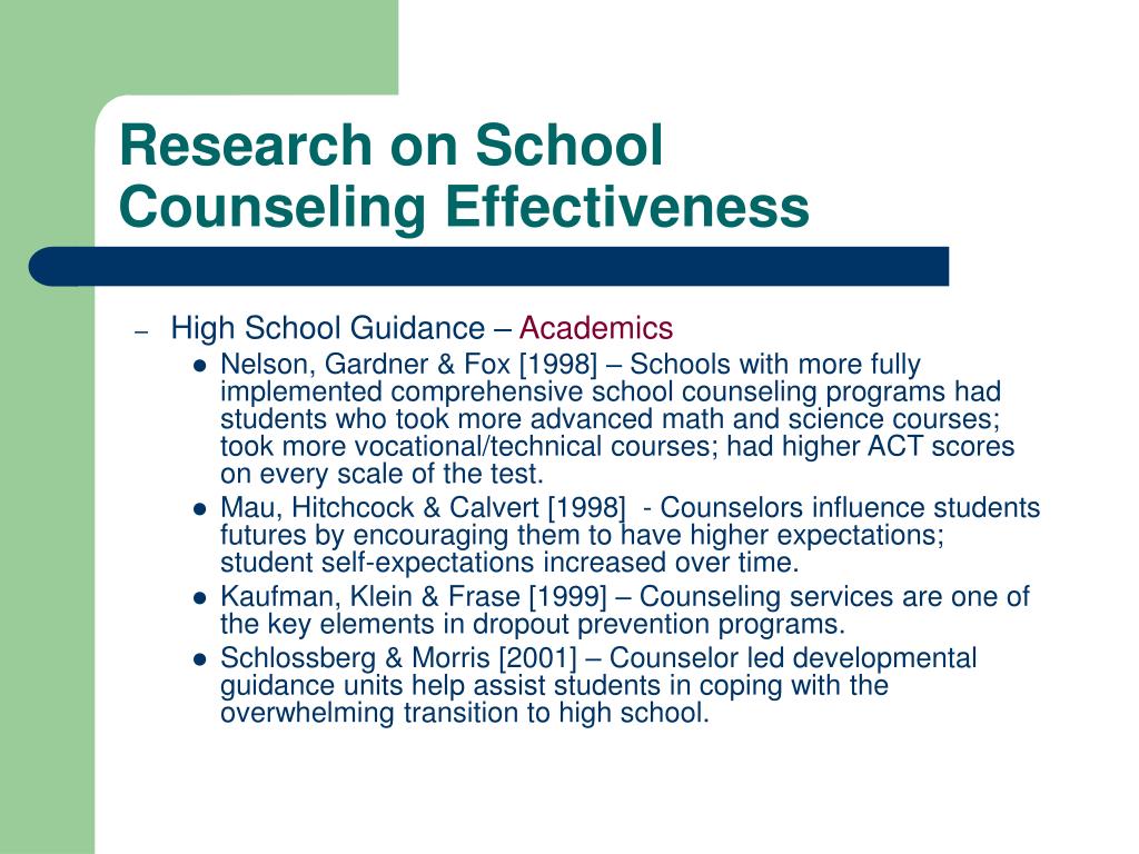 research on school counseling effectiveness