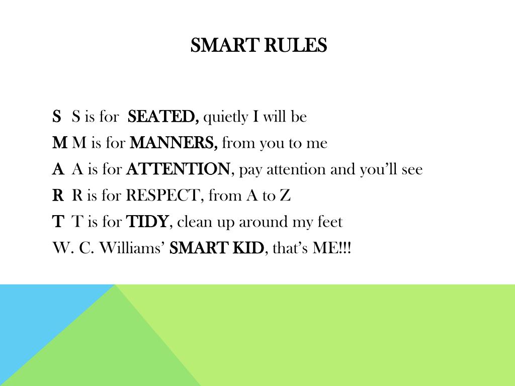 Smartrules Word PPT - W. C. Williams Elementary School Greenwood public school district ...