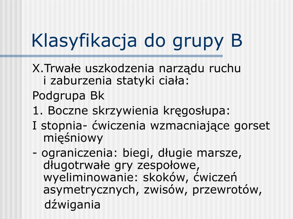 Klasyfikacja W Szkole Ponadgimnazjalnej Do Grupy Wf PPT - Rodzaje grup na zajęciach wychowania fizycznego PowerPoint
