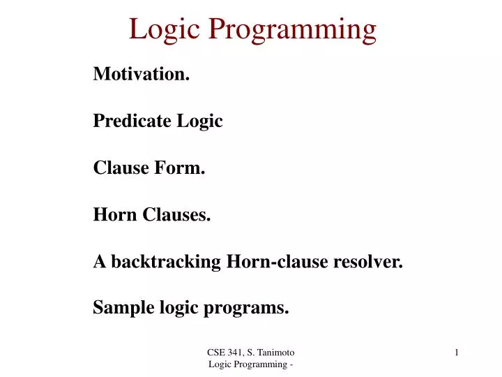 PPT - Logic Programming PowerPoint Presentation, free download - ID:3215952