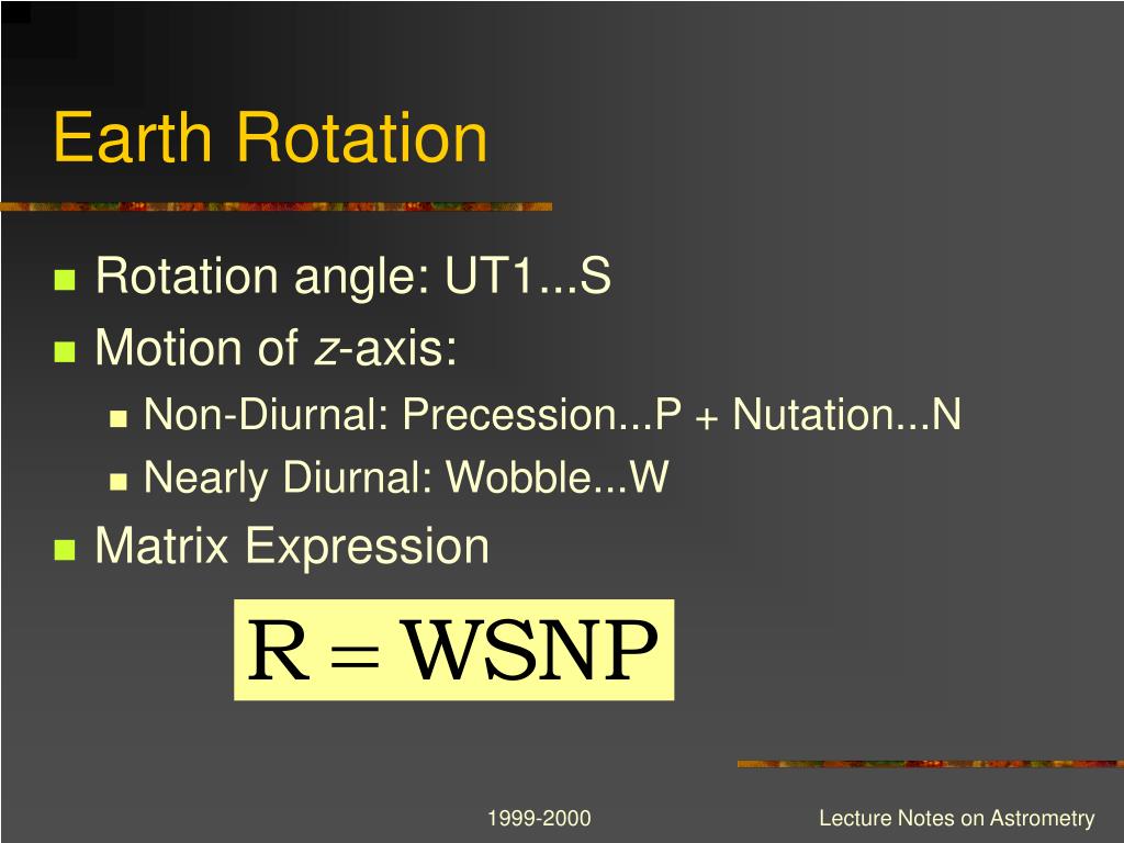 Notation of Rotating Earth