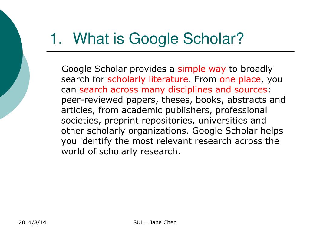 presentation on google scholar