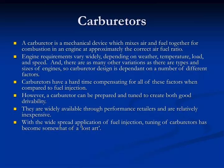 PPT Carburetors PowerPoint Presentation, free download ID3221811