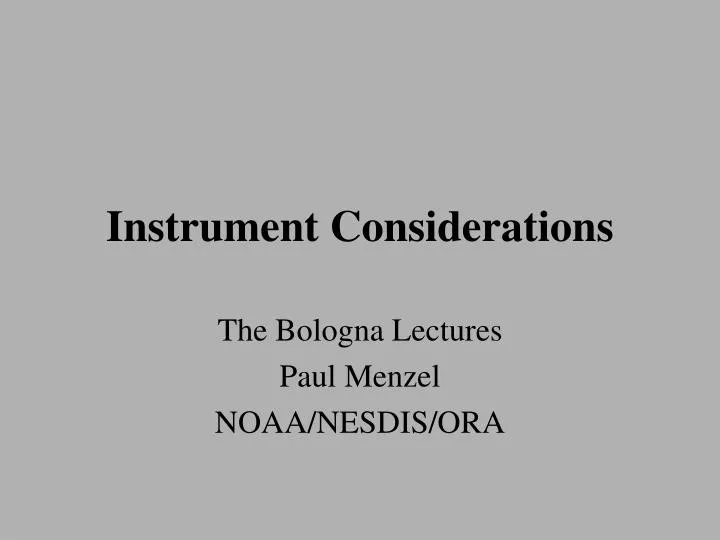 instrument considerations n.