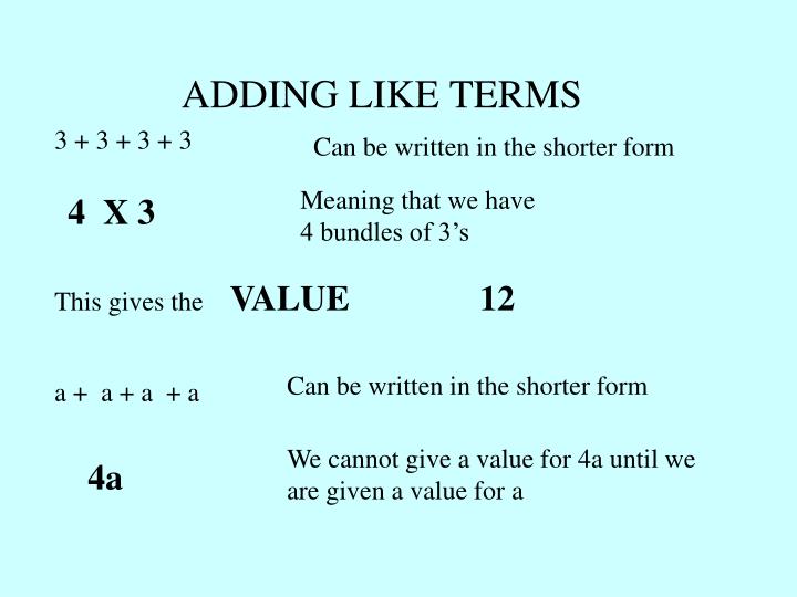 Ppt simplifying algebraic expressions powerpoint presentation id 