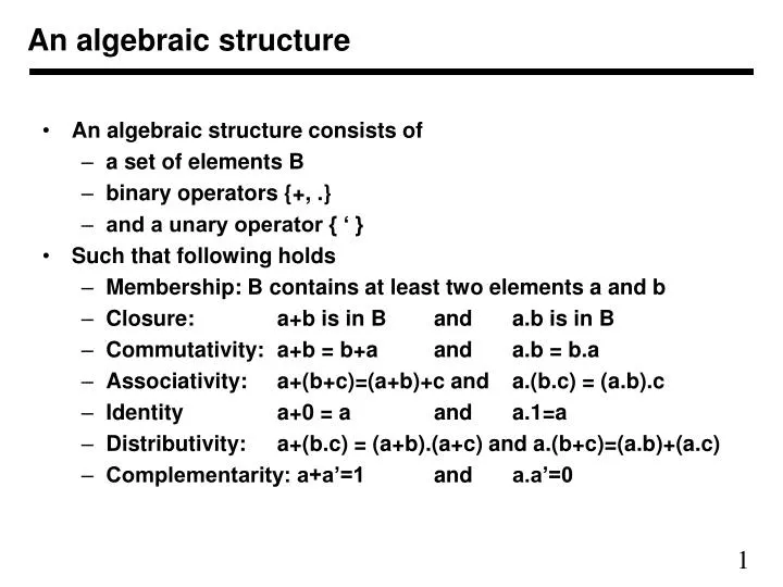 Ppt an algebraic structure powerpoint presentation free download 