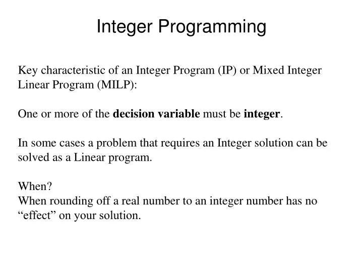 PPT - Integer Programming PowerPoint Presentation, free download - ID ...