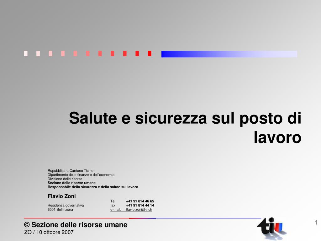 PPT - Salute e sicurezza sul posto di lavoro PowerPoint Presentation ...