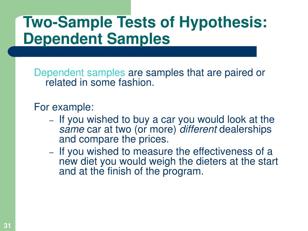 hypothesis testing dependent samples