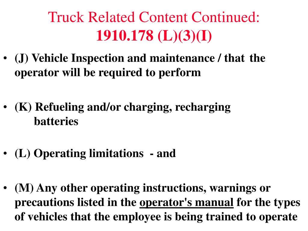 PPT - Powered Industrial Truck 29 CFR 1910.178 Final Rule PowerPoint ...