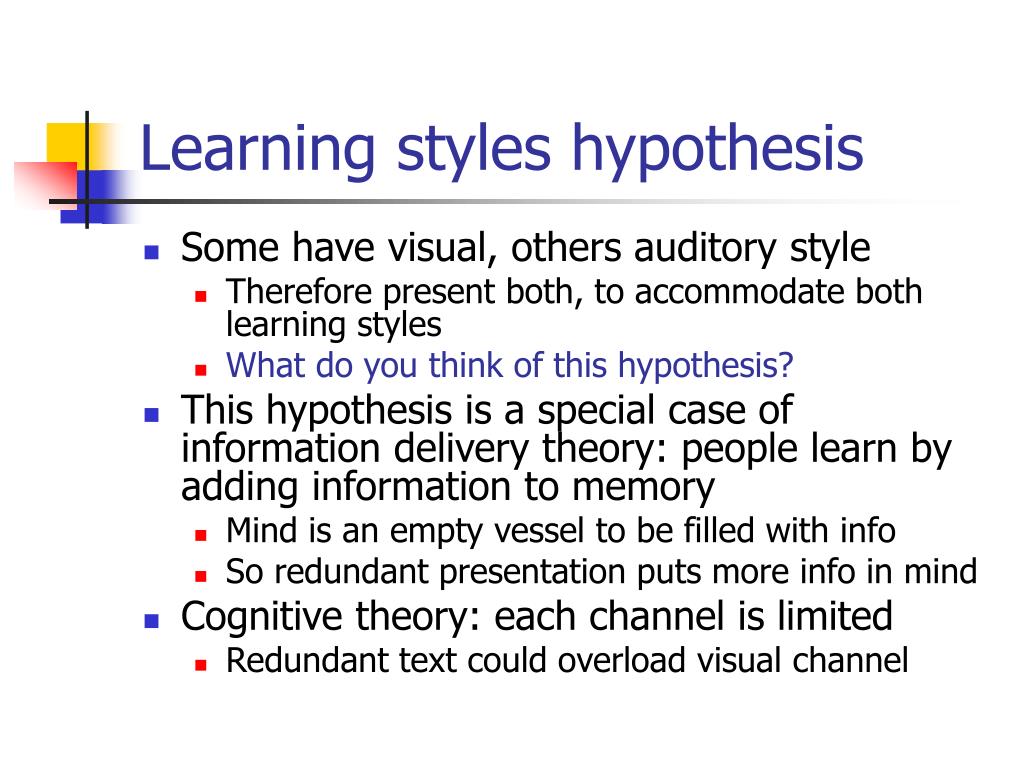 hypothesis for learning styles