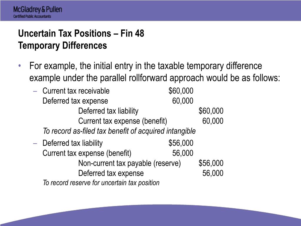 Uncertain tax positions guidance
