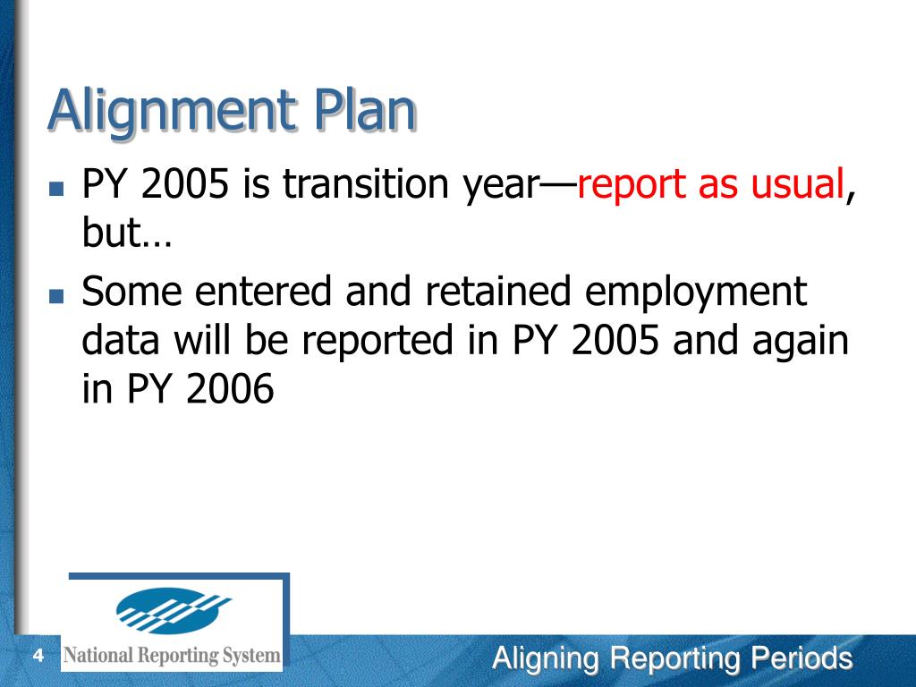 Explain Alignment Report PPT - Enhancing Title I Employment Reporting Alignment Plan PowerPoint ...