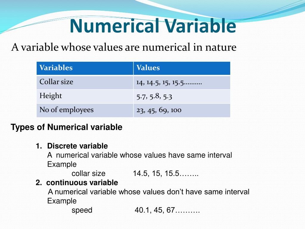 what is numerical variable in research