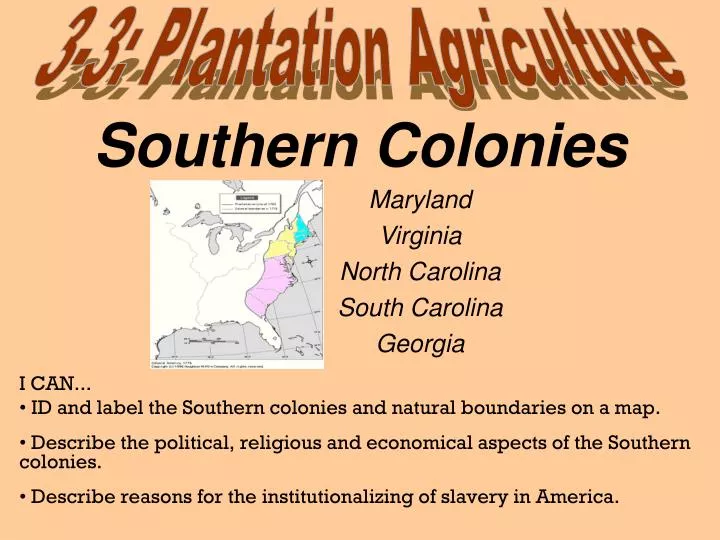 ppt southern colonies powerpoint presentation id 3230824