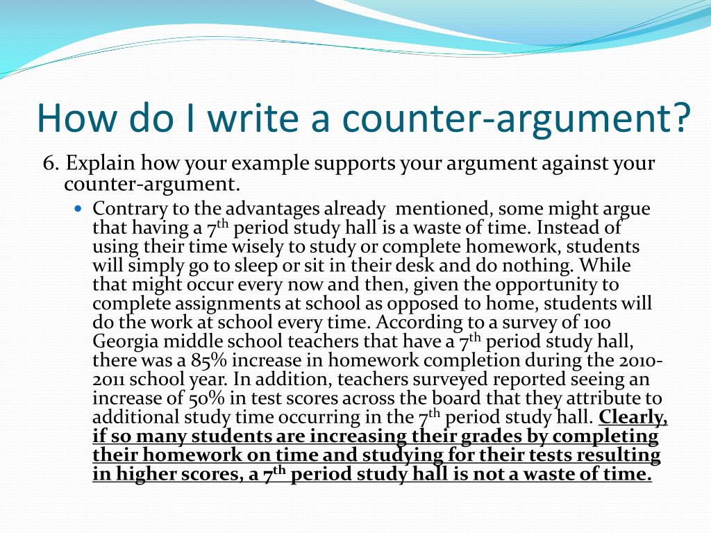 where should i put my counter argument in an essay
