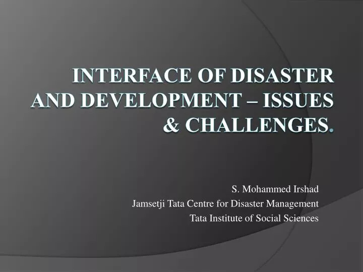 s mohammed irshad jamsetji tata centre for disaster management tata institute of social sciences n.