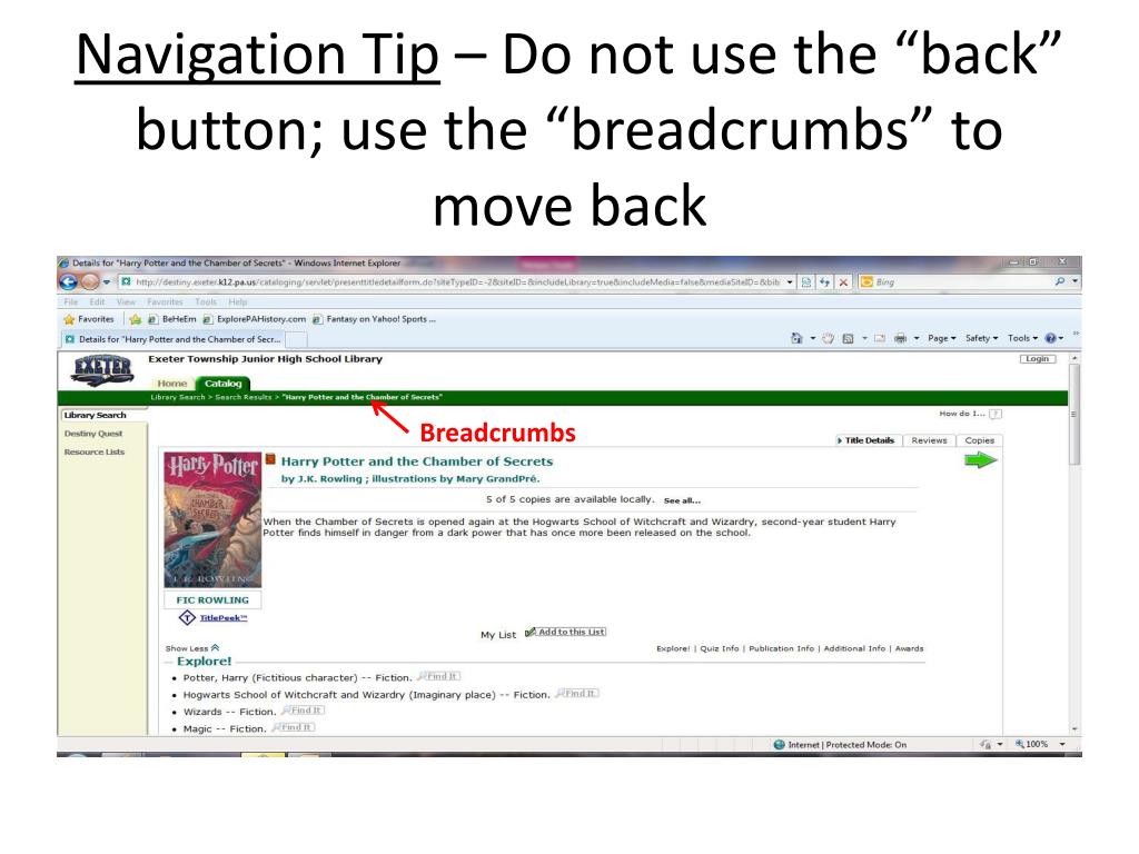 PPT EXETER TOWNSHIP JUNIOR HIGH SCHOOL LIBRARY PowerPoint Presentation ID3231577
