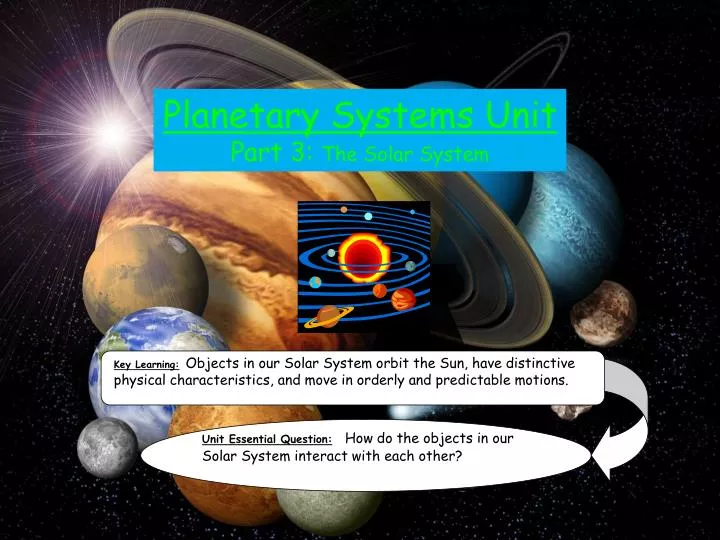 Ppt Planetary Systems Unit Part 3 The Solar System