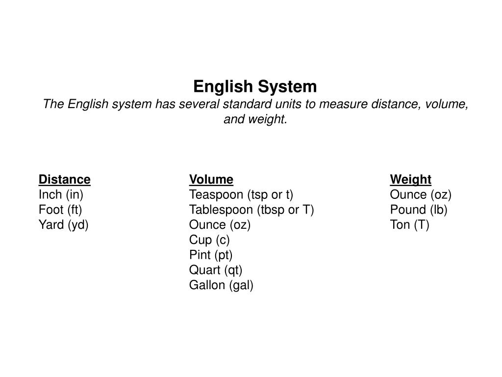 PPT - English and Metric Units PowerPoint Presentation, free download -  ID:3234195