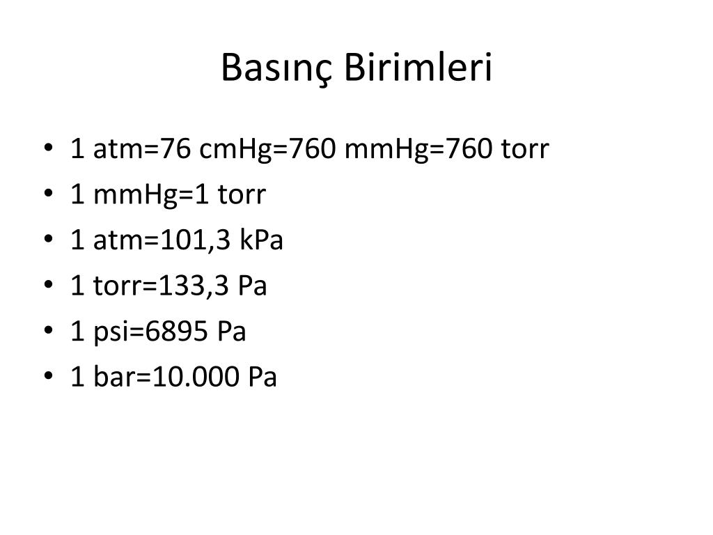 PPT - Basınç Birimleri PowerPoint Presentation, free download - ID:3236939