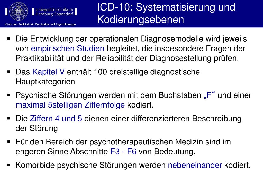 Icd-10 Psychische Störungen übersicht PPT - Diagnostik und Klassifikation psychischer Störungen (ICD-10, DSM