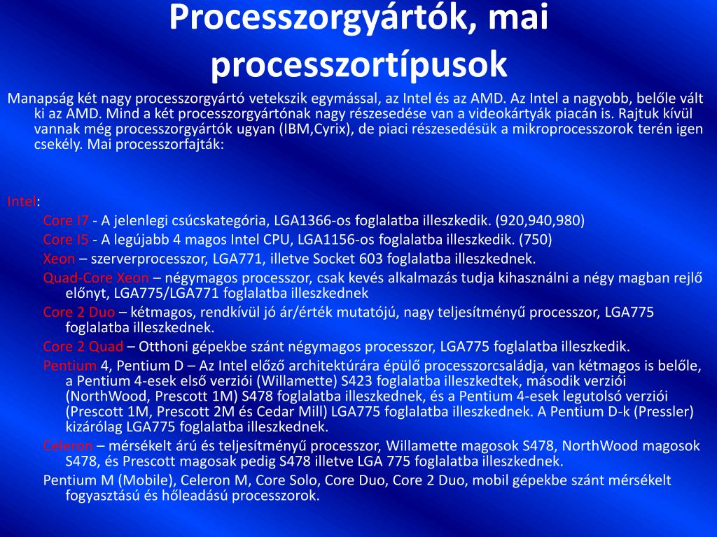 PPT - Processzorok(CPU) PowerPoint Presentation, free download - ID:3241984