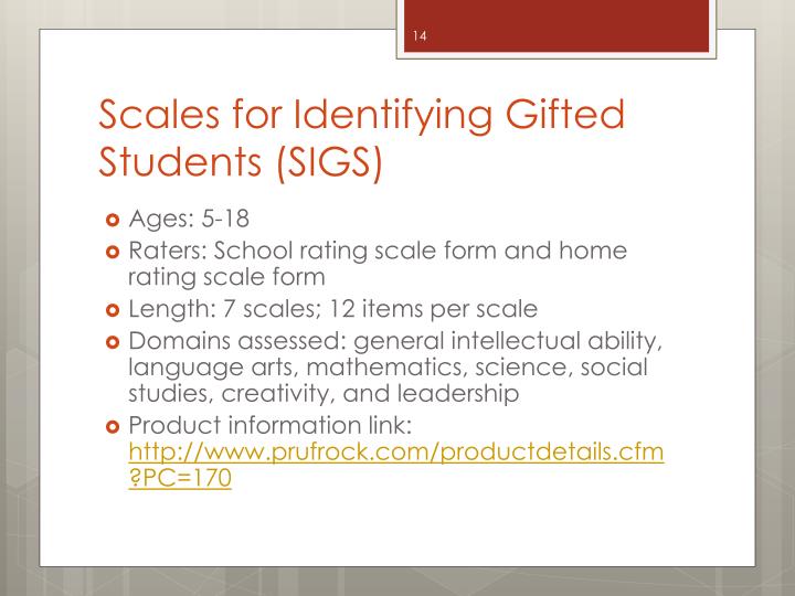 Scales For Identifying Gifted Students Sigs