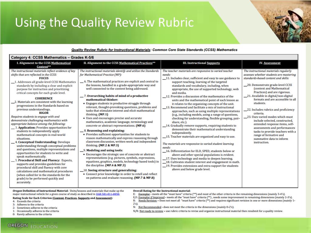 PPT Oregon Rubric & Quality Review Training Session Mathematics