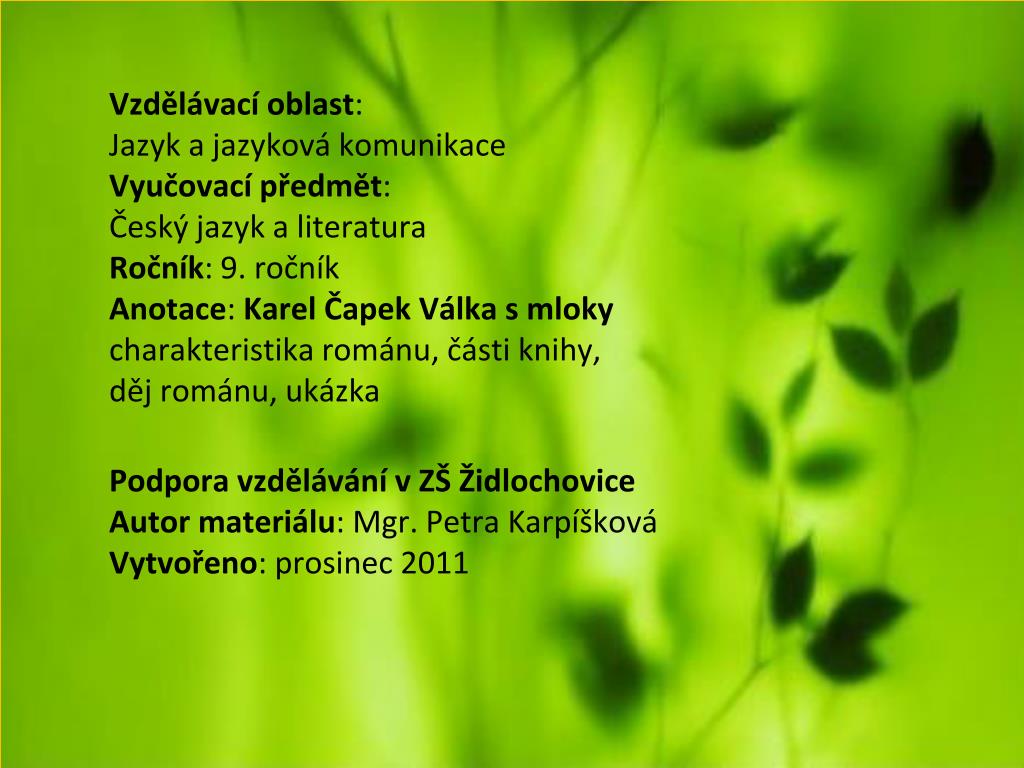 PPT - Karel Čapek Válka s mloky PowerPoint Presentation, free download -  ID:3250678