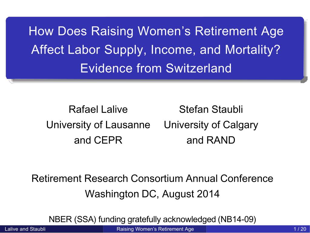 PPT - Impact of Raising Women's Retirement Age in Switzerland ...